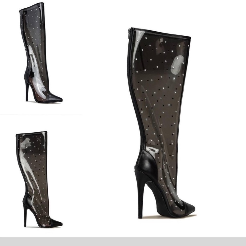 Shine Bright Like Diamond Clear Black Boots